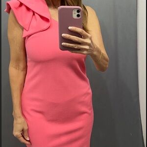 Pink coral color dress one shoulder never worn with tags